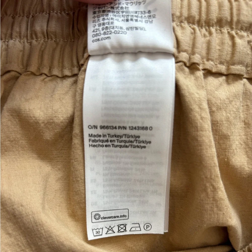 COS Tan/Khaki Elasticated Trousers in Cotton/Linen Blend Size M. NWT
